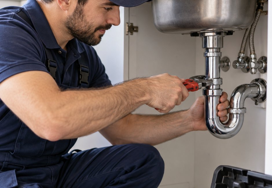 Trabajo de plomería en una vivienda